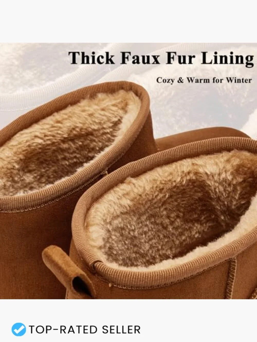 Suede Pull On Platform Ankle Boots Faux Fur Lined Cushioned Foam Anti Slip